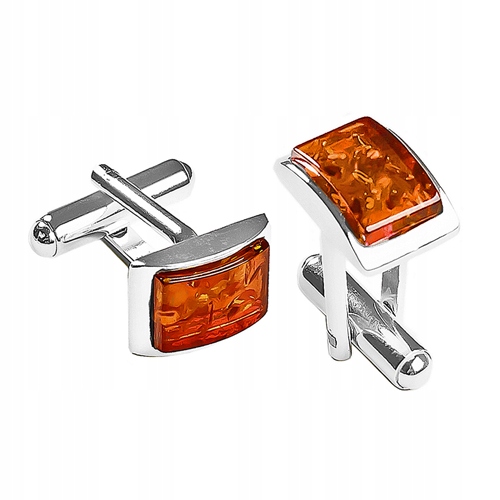 SREBRNE SPINKI mankietowe z BURSZTYNEM srebro 925 prezent na ŚLUB WESELE