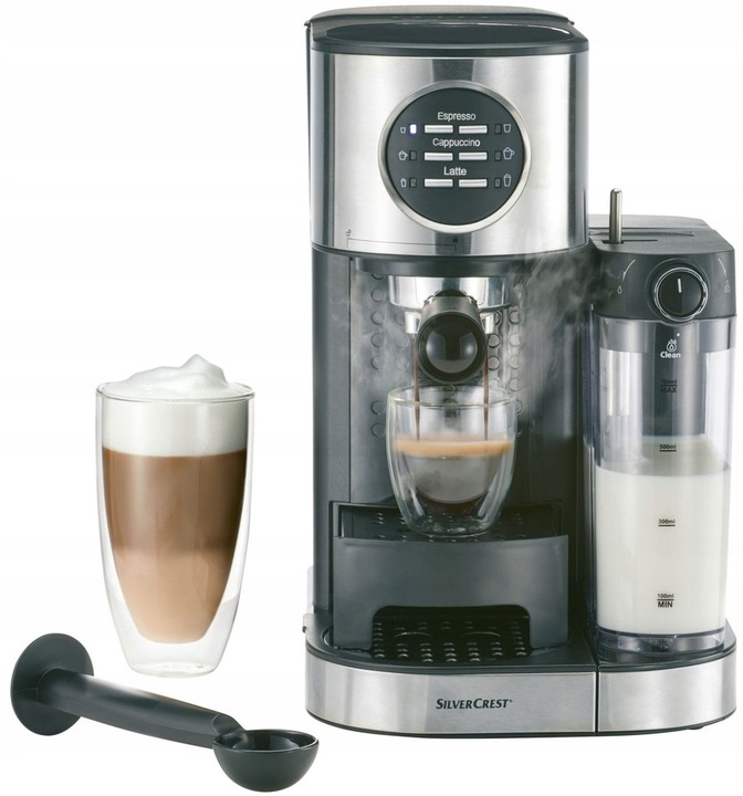 Ekspres ciśnieniowy ze spieniaczem Silvercrest SEMM 1470W Funkcja Latte