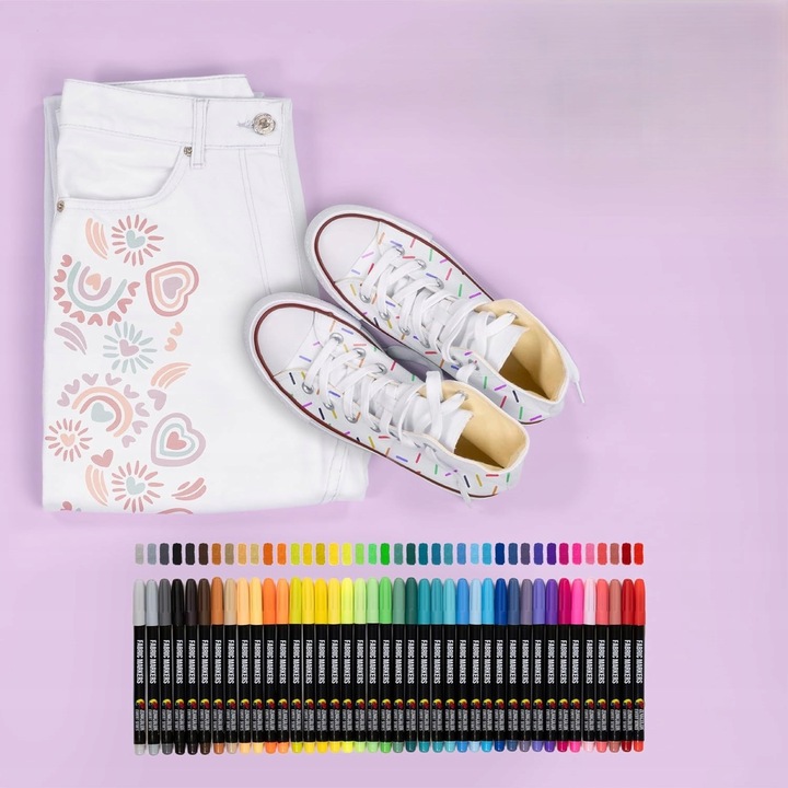 ZENACOLOR 32x Markery do tekstyliów Pisaki do Ubrań Tkanin Trwałe Flamastry