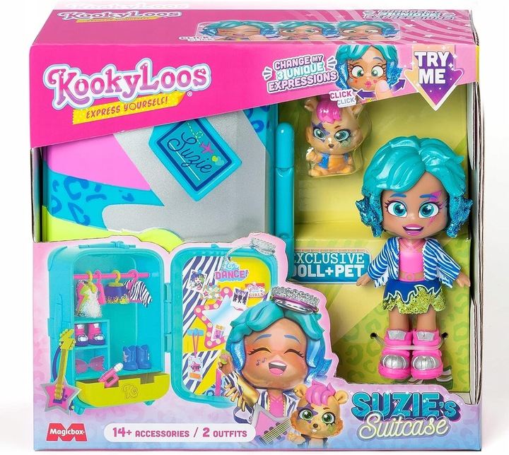 KookyLoos lalka Suzie z walizką suitcase figurka
