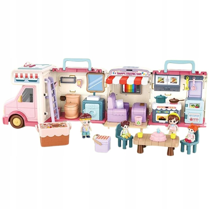 SAMOCHÓD TURYSTYCZNY KAMPER ZESTAW KEMPINGOWY FIGURKI DOMEK PIKNIK MELODIE
