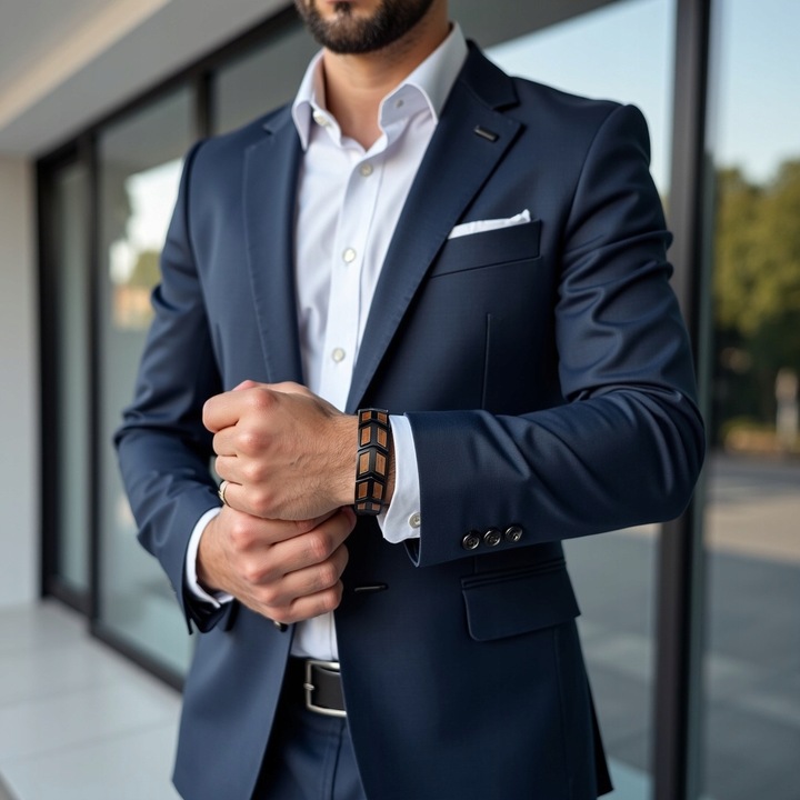 Męska bransoleta ze stali nierdzewnej i naturalnego drewna