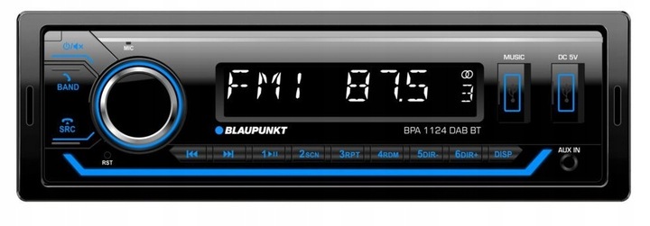 Blaupunkt BPA1124DAB BT DAB Radio samochodowe USB Bluetooth Zmiana koloru