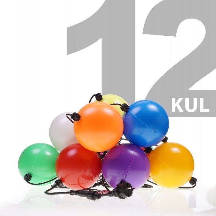 LAMPKI CHOINKOWE LED-12 DUŻE KULE ZEWNĘTRZNE MIX