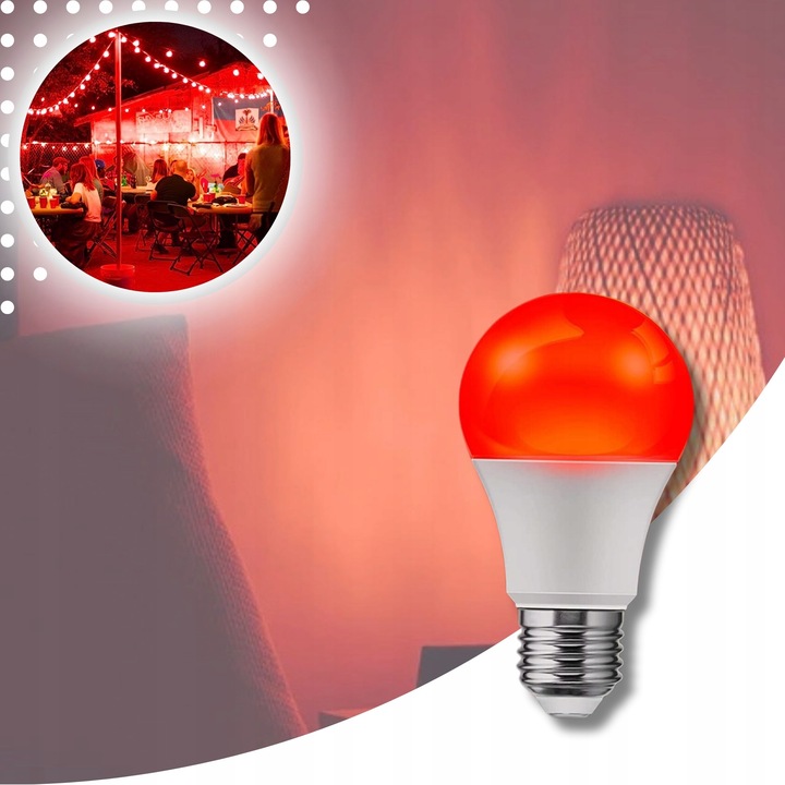 ŻARÓWKA LED E27 CZERWONA ŻARÓWKI LED OZDOBNA DEKORACYJNA ZDROWY SEN