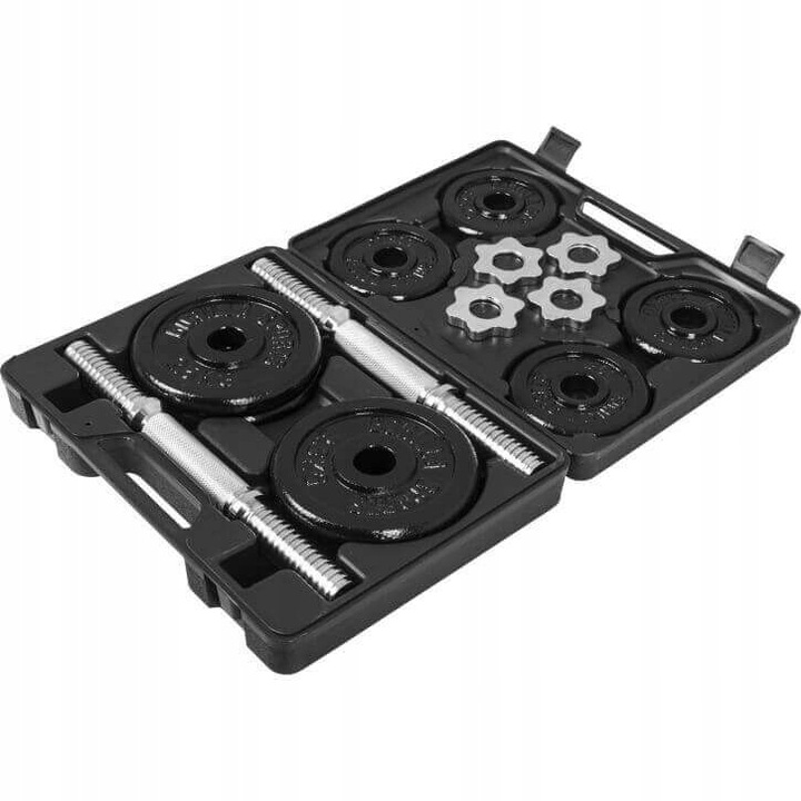 2x 10 kg hantle żeliwne 30 mm walizka futerał etui