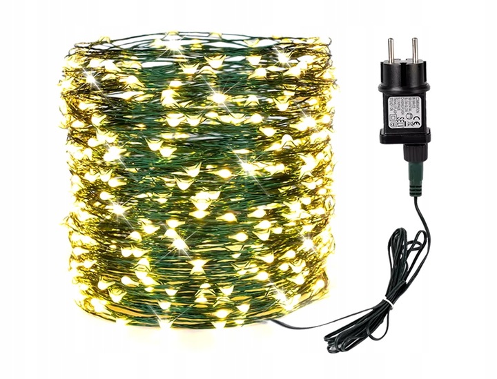 Lampki druciki mikro 1000LED 100 METRÓW NA ZIELONYM KABLU