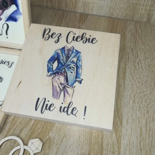 Pudełko eko zaproszenie dla świadka świadkowej nadruk uv wzory ślub wesele