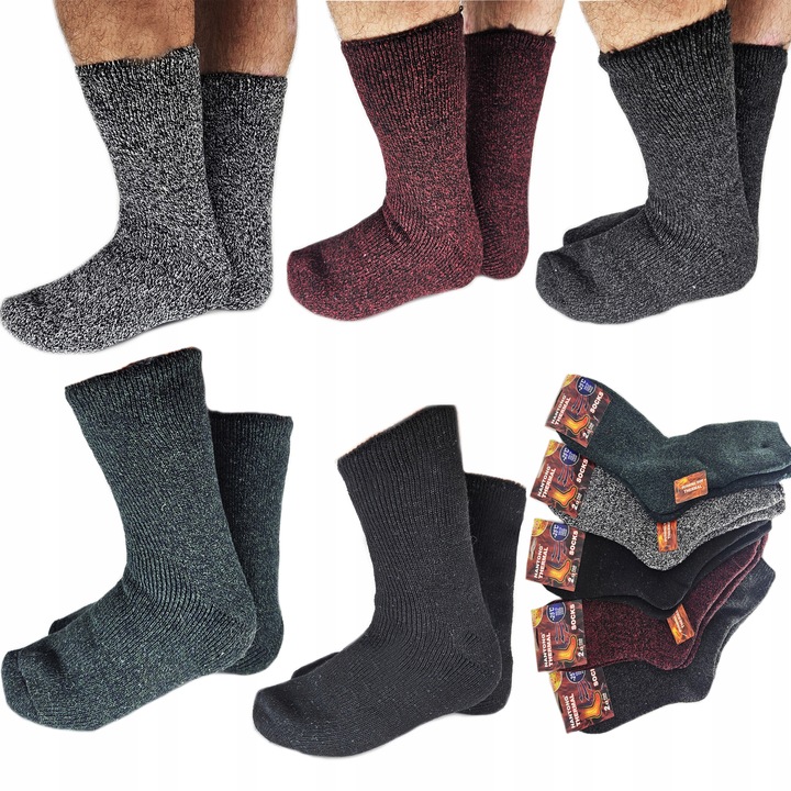 5X ZESTAW SKARPETY MĘSKIE ZIMOWE TERMICZNE TERMAL BARDZO CIEPŁE DO -25C