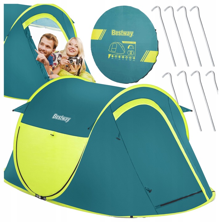 Namiot Turystyczny Kempingowy 2 Osobowy 223x145 Pop-UP Torba Bestway 68086