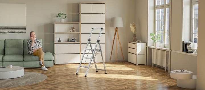 Schodki składane aluminiowe HAILO DK40 BasicLine, 3 stopnie, super wąskie