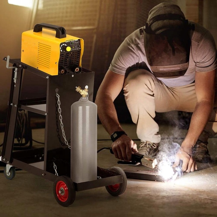 Wózek spawalniczy DO SPAWAREK Z PÓŁKĄ NA BUTLE STABILNY MIG MAG MMA TIG