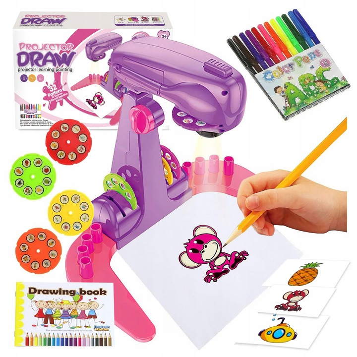 PROJEKTOR RZUTNIK DO NAUKI RYSOWANIA ZE SLAJDAMI DLA DZIECI + MAZAKI