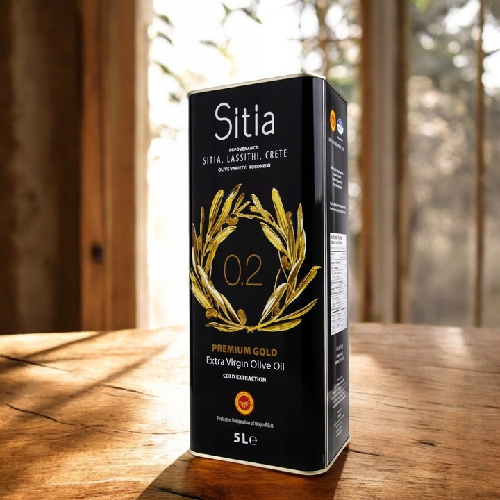 Oliwa z Oliwek Extra Virgin 5L Grecka Sitia 0,2 Puszka + Butelka na Oliwę