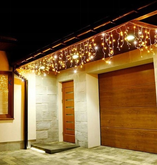 Lampki Choinkowe Sople Kurtyna Świetlna 1000 LED Ciepłe Białe Flash