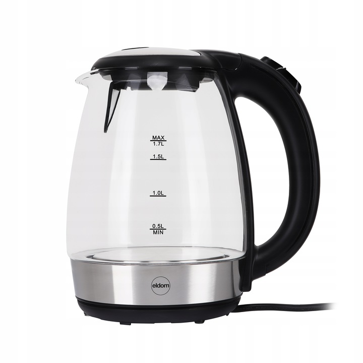 CZAJNIK ELEKTRYCZNY BEZPRZEWODOWY SZKLANY C415 ELDOM 2200 W 1,7 l