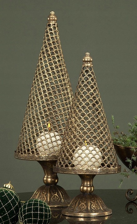 FIGURKA CHOINKA ZŁOTA ŚWIĄTECZNA 2 szt. ozdoba dekoracja na święta prezent