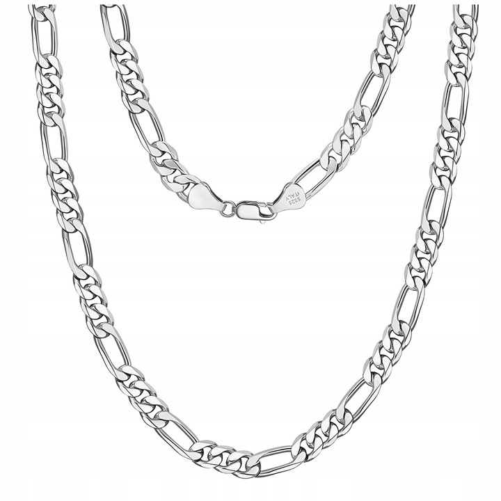 Łańcuszek Srebrny Męski Splot Figaro 60 cm Pełny Mocny Włoski Łańcuch 4 mm