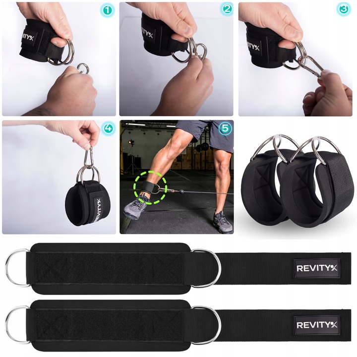 UCHWYTY OPASKI NA KOSTKI DO WYCIĄGU DO TRENINGU NÓG I POŚLADKÓW 2 SZT.