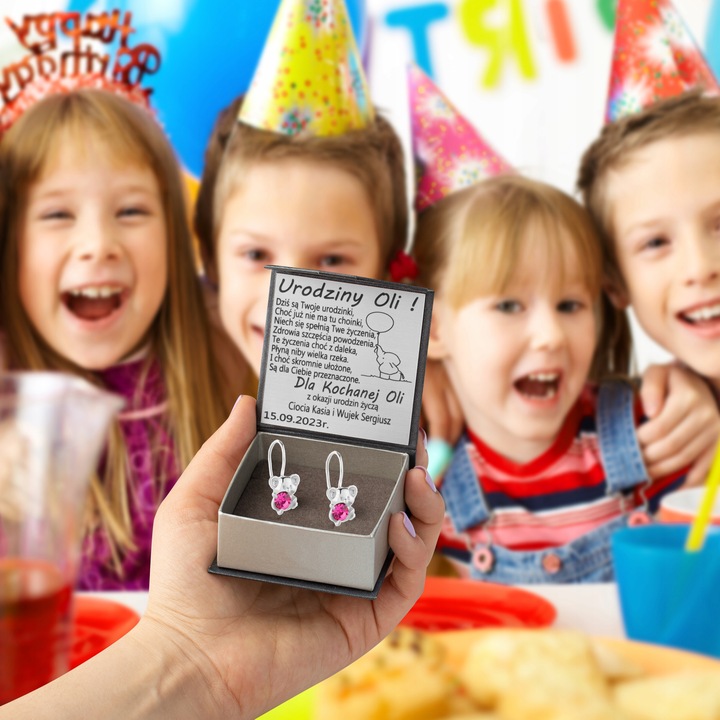 SREBRNE KOLCZYKI DLA DZIEWCZYNKI WISZĄCE + GRAWER