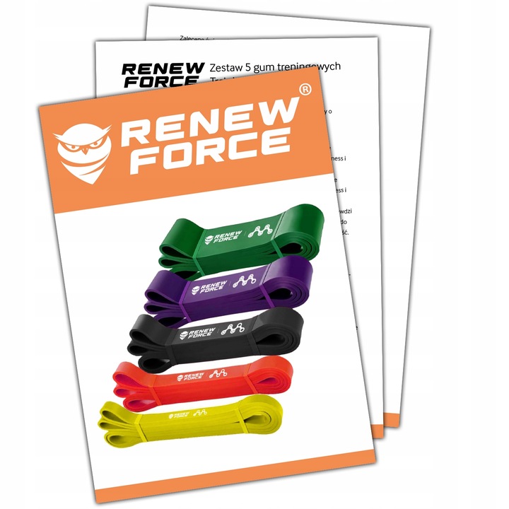 Zestaw 5 Gumy Taśmy Oporowe do Ćwiczeń Treningowe Powerband WYSOKA JAKOŚĆ