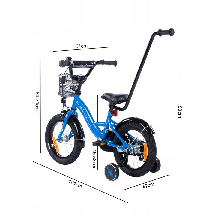 rower rowerek dla dziewczynki TOMABIKE 14 cali M koszyk torpedo prowadnik