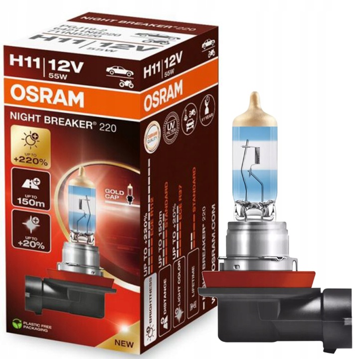 Osram żarówka H11 Night Breaker +220% do +150m +20% bielsze światło NOWOŚĆ