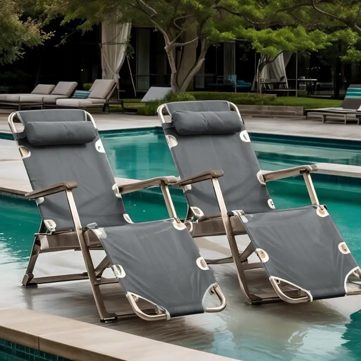 LEŻAK OGRODOWY szary regulowany LEŻAK TARASOWY na balkon ogród