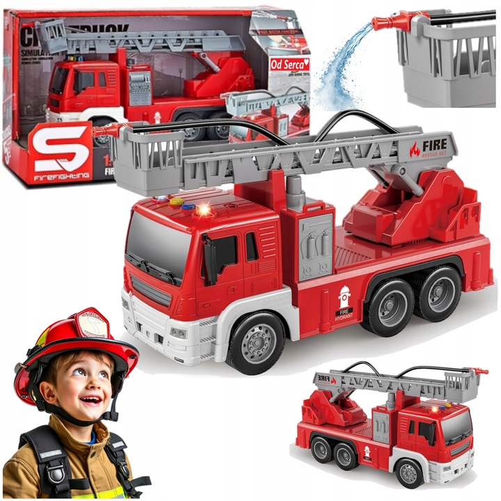 WÓZ STRAŻACKI STRAŻ POŻARNA NA WODĘ POJAZD STRAŻY POŻARNEJ DŹWIĘK + ŚWIATŁA