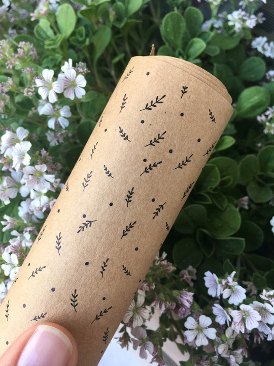 ZESTAW DO PAKOWANIA EKO papier pakowy sznurek juta tagi wzór listki kropki