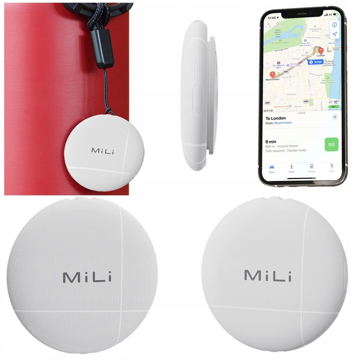 Lokalizator GPS LiTag MiLi IOS APLLE do plecaka kluczy bagażu roweru obroży