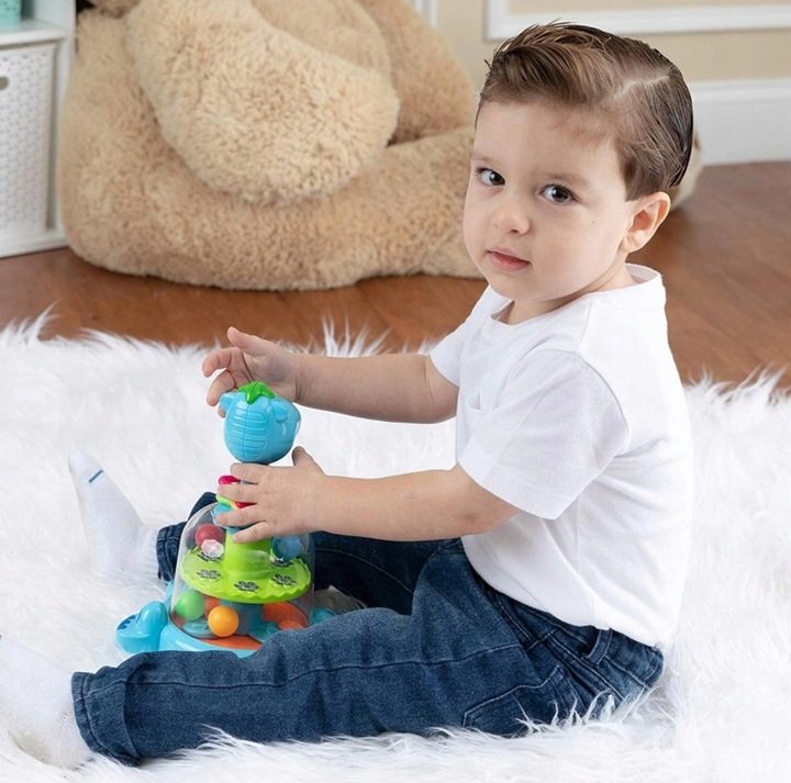 BĄCZEK INTERAKTYWNY SPINNER HIPCIO KARUZELKA Z KULECZKAMI DZIECI NA ROCZEK