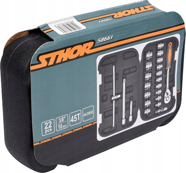 ZESTAW NARZĘDZIOWY KLUCZE NASADOWE 3/8'''' 22 SZTUKI GRZECHOTKA NASADKI