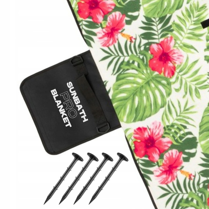 KOC piknikowy SUN PRO 200x200cm IZOLACJA PLAŻOWY z uchwytem PASEK ŚLEDZIE