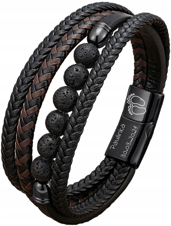 Bransoletka TYGRYSIE OKO dla taty GRAWER CZARNA