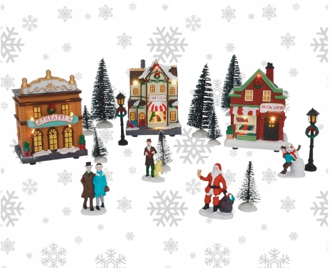 Dekoracja świąteczna wioska Magic Village LED 17 elementów 59cm oświetlenie