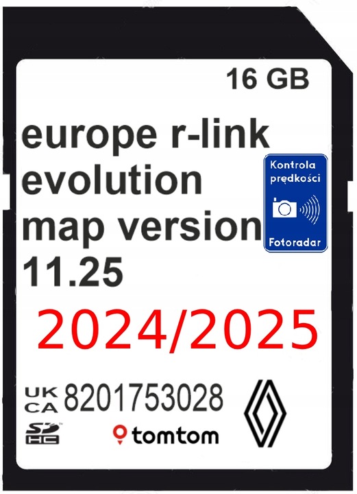 MAPA KARTA RENAULT R-LINK TOMTOM EVOLUTION LIVE 2024/2025 11.25 EU RADARY