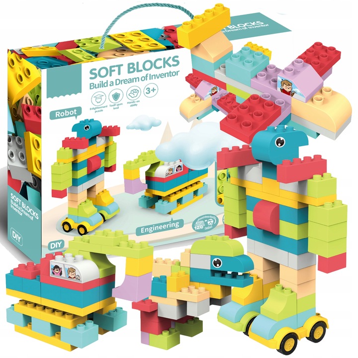 KLOCKI budowlane konstrukcyjne DUŻE ELEMENTY podwozia Zestaw XXL 86 el.