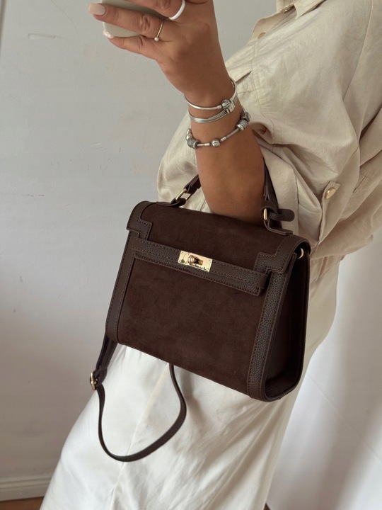 Torebka Gallantry Paris HIT czekoladowa zamsz eco brązowa listonoszka brąz