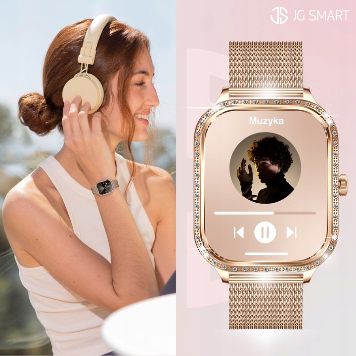 SMARTWATCH DLA KOBIETY DAMSKI ZEGAREK ROZMOWY MENU POLSKIE PULS + 3 PASKI