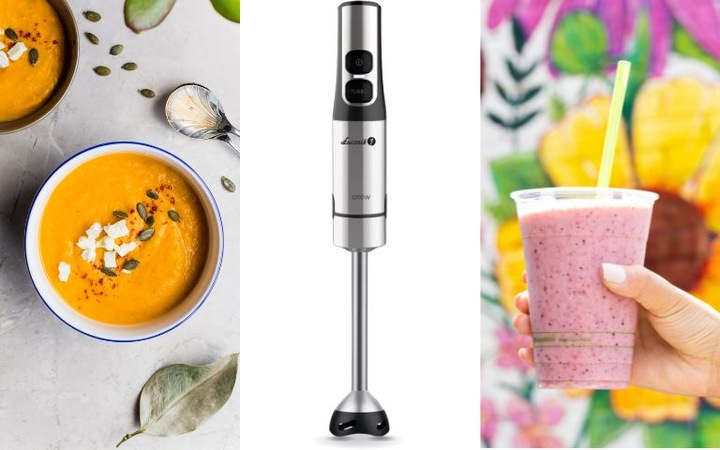 MOCNY BLENDER RĘCZNY ŁUCZNIK JK-1200 OSTRZE TYTAN TURBO KRUSZY LÓD 1200 W