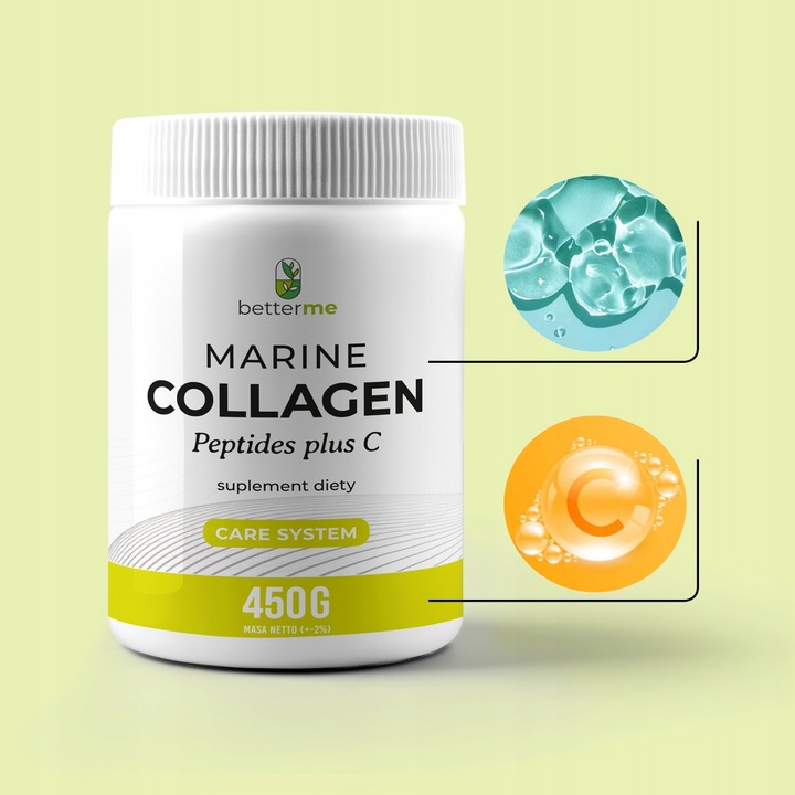 BetterMe kolagen rybi + witamina C bez smaku i zapachu 450g= 45 dni kuracji