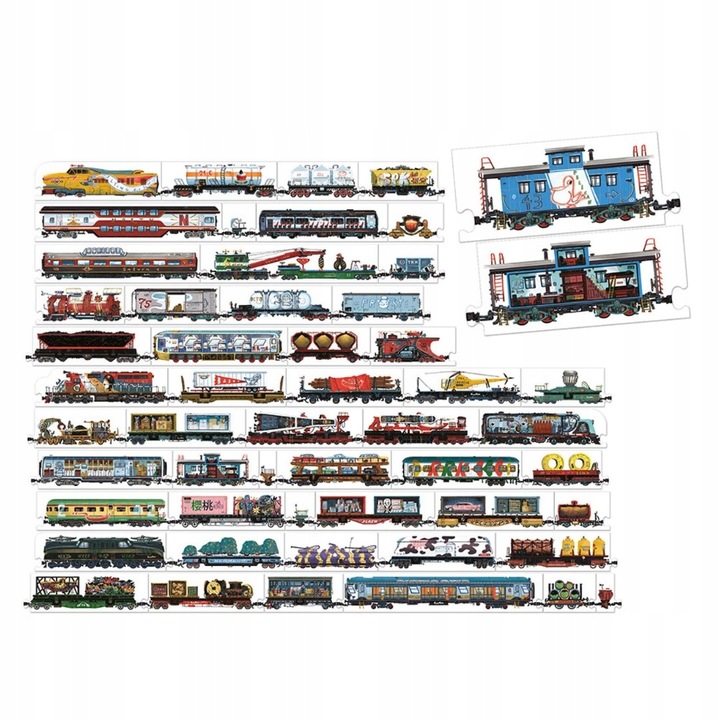 CzuCzu Puzzle POCIĄGI Dwustronne Układanka Stwórz Własny Pociąg 5+