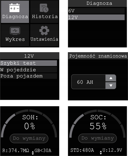 Profesjonalny Tester akumulatorów Vscan BT300 PL