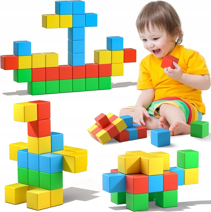 Klocki Konstrukcyjne Magnetyczne Edukacyjne Duże Zestaw Klocków Dla Dzieci