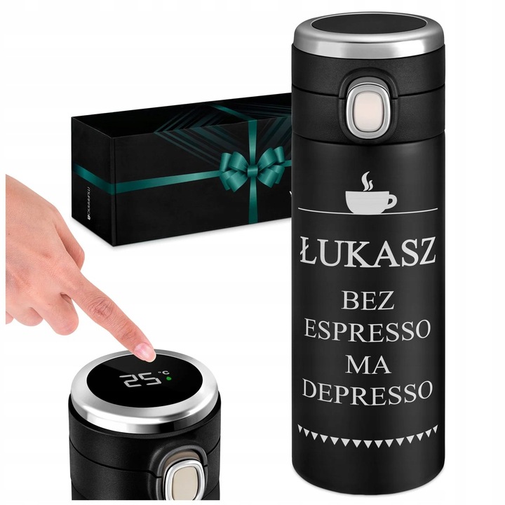 Kubek Termiczny z Grawerem Termos z Wyświetlaczem do Kawy Samochodu 400ml