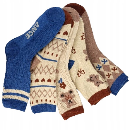 8x CIEPŁE WEŁNIANE SKARPETKI DAMSKIE KOLOROWE NATURALNE DŁUGIE ANGORA ZIMA