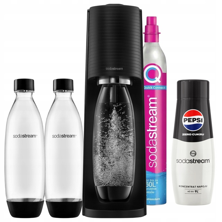 Saturator SodaStream TERRA Czarny do Wody Gazowanej 2 butelki + PEPSI MAX