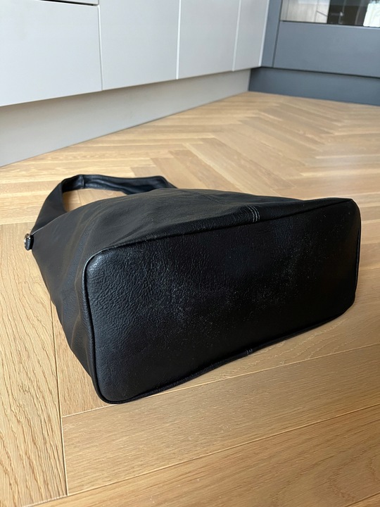 CZARNA TOREBKA DAMSKA WOREK SKÓRZANA TORBA SHOPPER KLASYCZNA TOREBKA SKÓRA