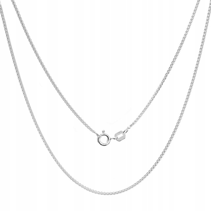 Srebrny łańcuszek warkocz pleciony lisi ogon 50 cm pr 925